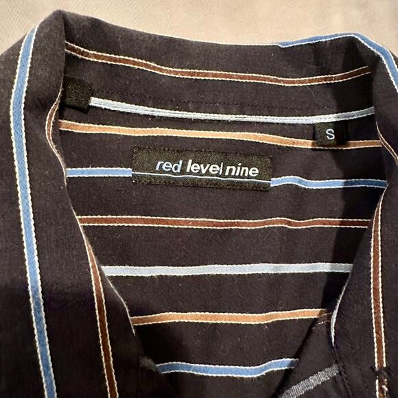 Mens Red Level Nine Striped Dress Shirt Size Small - Picture 3 of 6